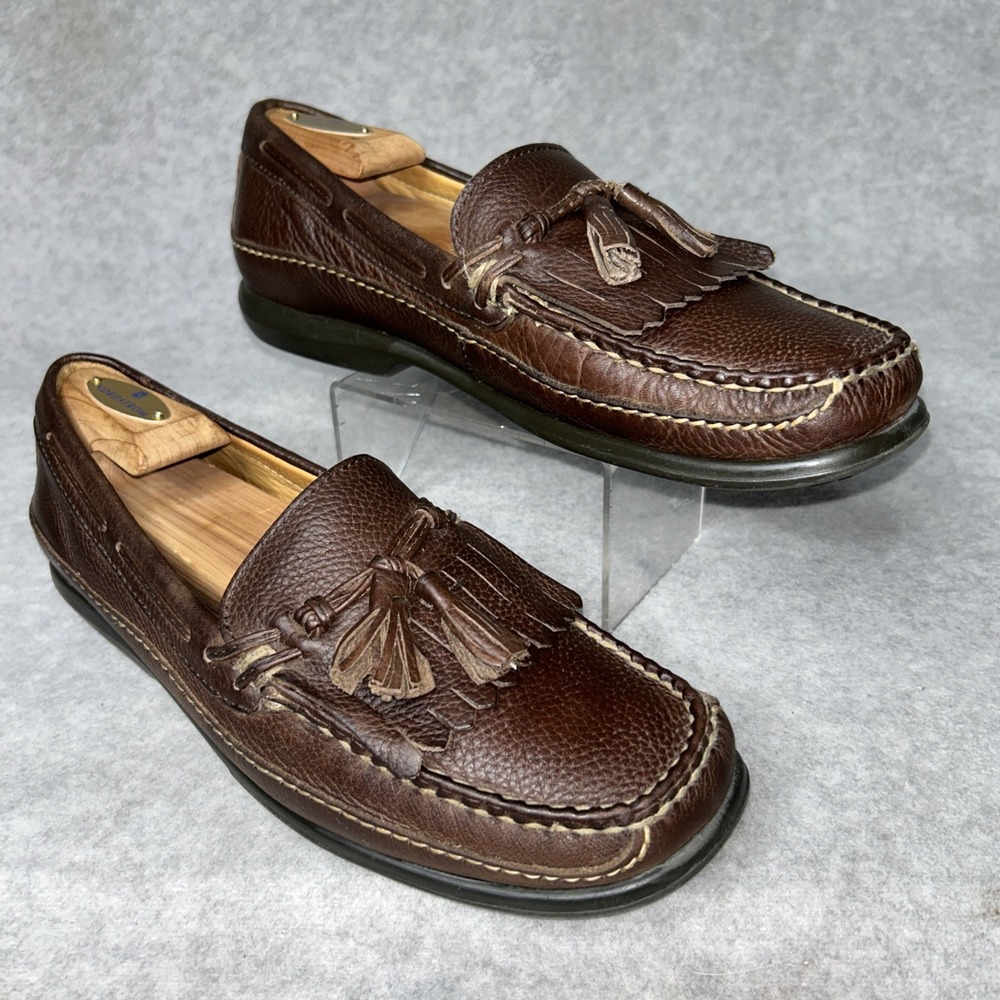 VTG Johnston & Murphy Hayes Loafers Handcrafted Brown Leather Tassel Preppy 9.5M